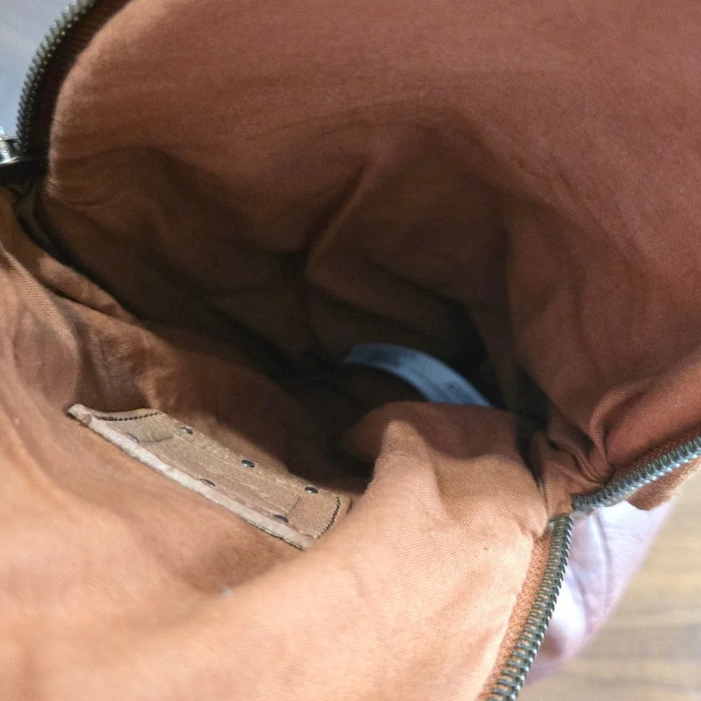 We The Free Free People Leather Sling Backpack Women Tan Brown Boho Triangle Bag
